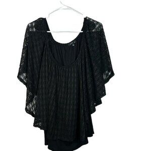 Plus Size Love J Lace Black Batwing Blouse Size 3X EUC #4317